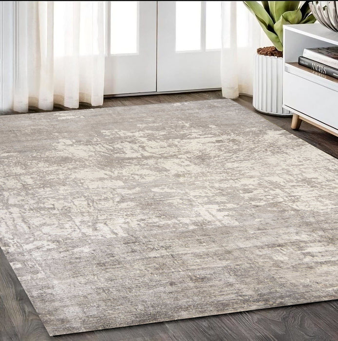 5' x 7' Hand Loomed Abstract Brushstroke Indoor Area Rug - Beige