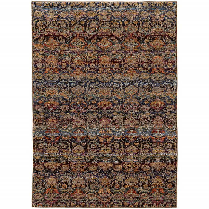 10' x 13' Abstract Power Loom Area Rug - Ivory And Blue