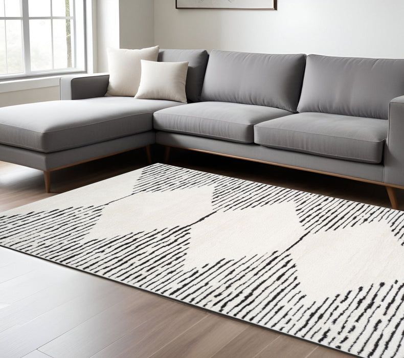 12' X 9' Geometric Area Rug - Ivory And Black