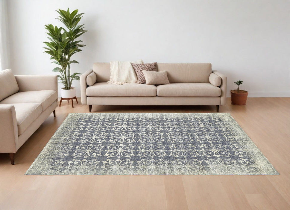 9' x 12' Geometric Power Loom Area Rug - Tan And Gray