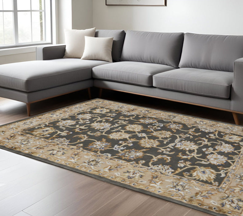 8' X 10' Floral Hand Tufted Area Rug - Taupe