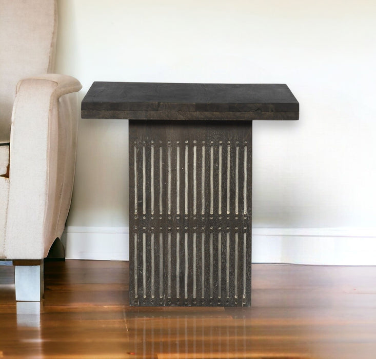 Solid Wood Square End Table - Antique Brown