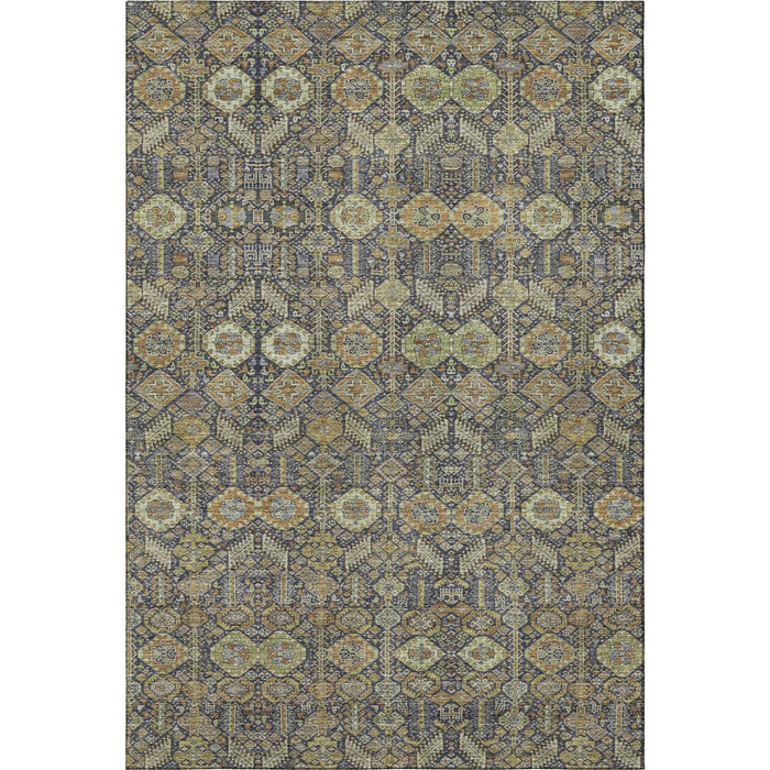 9' X 12' Tribal Washable Area Rug With UV Protection (649887) - Rust / Green / Gray