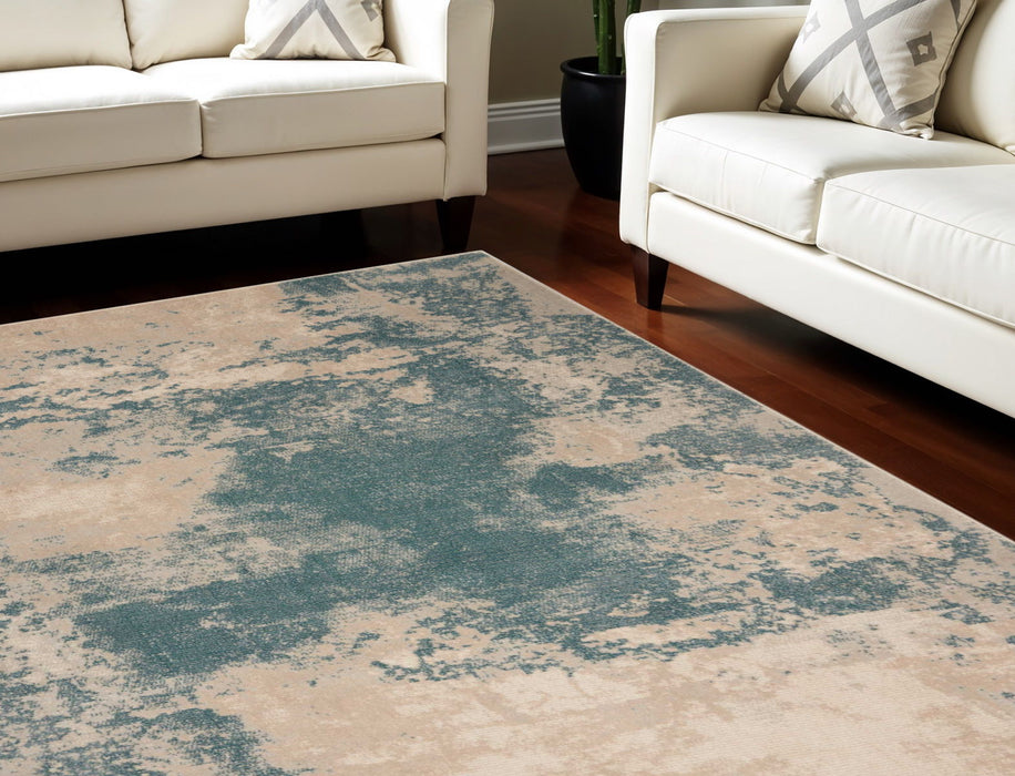 8' X 11' Modern Abstract Non Skid Area Rug - Ivory