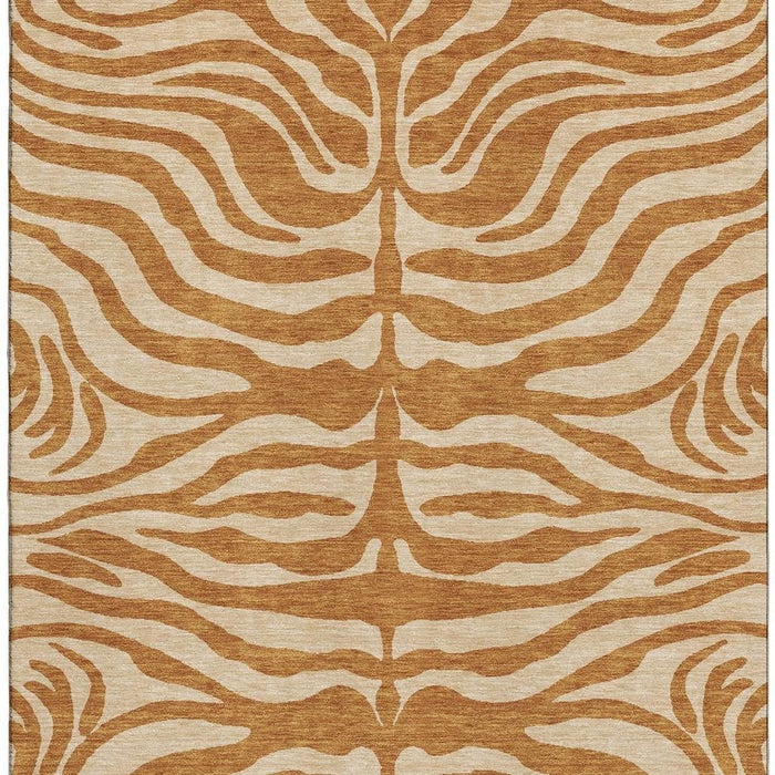 10' X 14' Animal Print Washable Area Rug With UV Protection (681797) - Rust / Beige