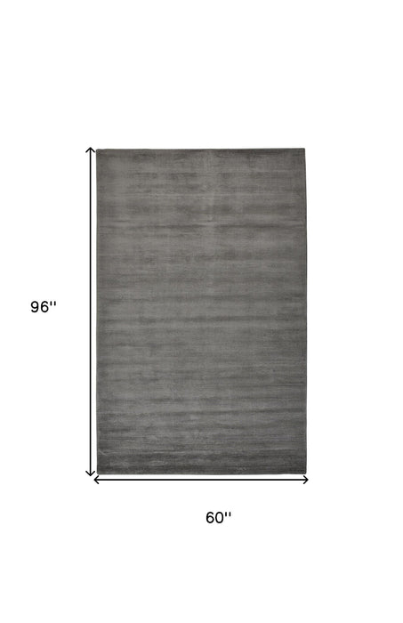5' x 8' Hand Woven Area Rug - Black And Gray