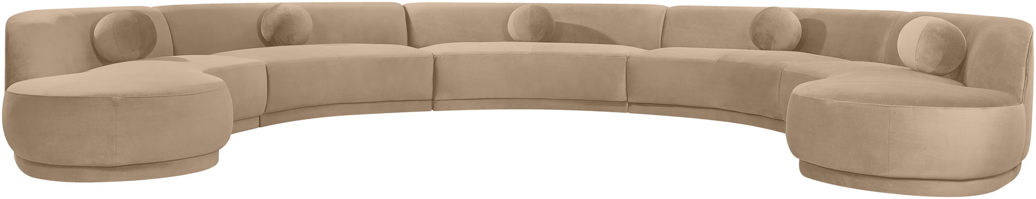 Meridian Furniture Avra 192-inch velvet upholstered sectional sofa, stationary living room furniture with plush fabric and modern design.