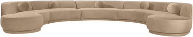 Meridian Furniture Avra 192-inch velvet upholstered sectional sofa, stationary living room furniture with plush fabric and modern design.