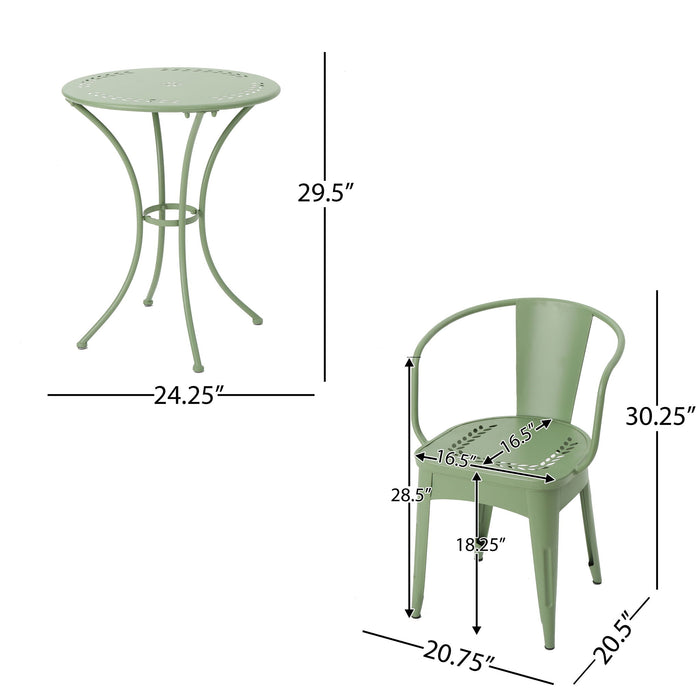 Ambrosia - 3 Piece Bistro Set With Leaf Motifs Top And Seat