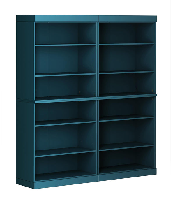 Adjustable Twelve Tier Library Bookcase - Teal Blue