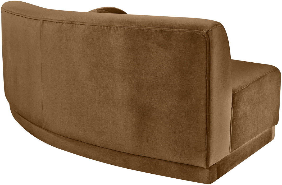 Avra velvet performance fabric armless sofa by Meridian Furniture, stationary sofa with sleek design and plush upholstery.