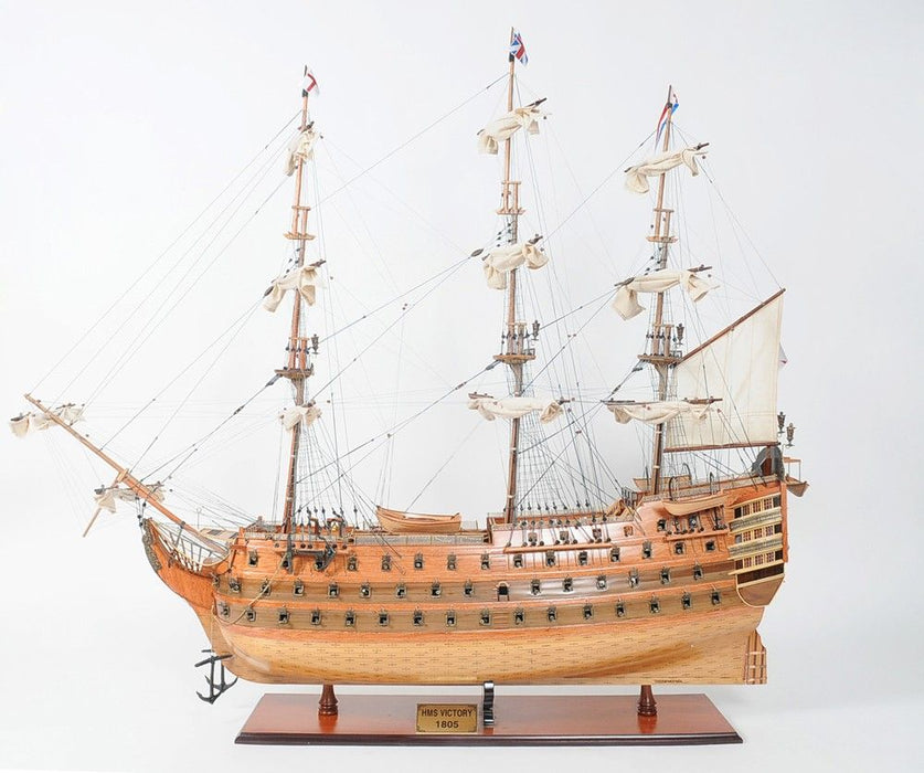 Hand Painted Model Boat Tabletop Sculpture (401840) - Brown