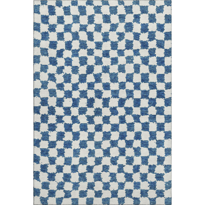 10' X 14' Geometric Washable Area Rug With UV Protection (709396) - Navy Blue / Ivory