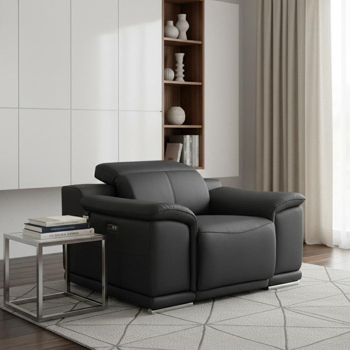 Mod Italian Leather Recliner Chair - Charcoal Gray