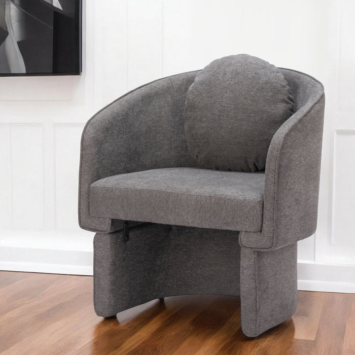 Fabric Barrel Chair And Toss Pillow - Gray