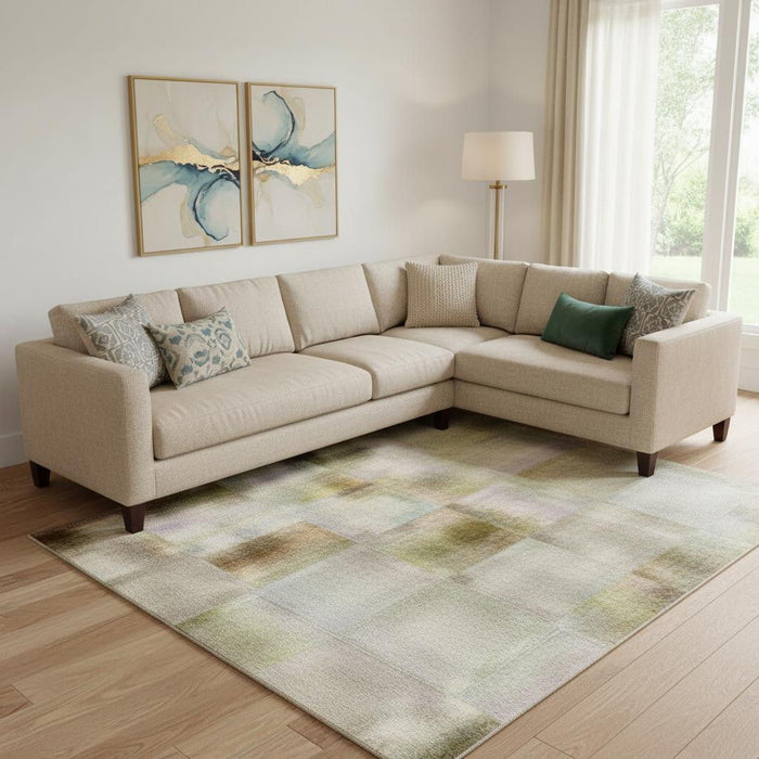 10' X 14' Abstract Washable Area Rug With UV Protection (709956) - Ivory / Brown / Gray