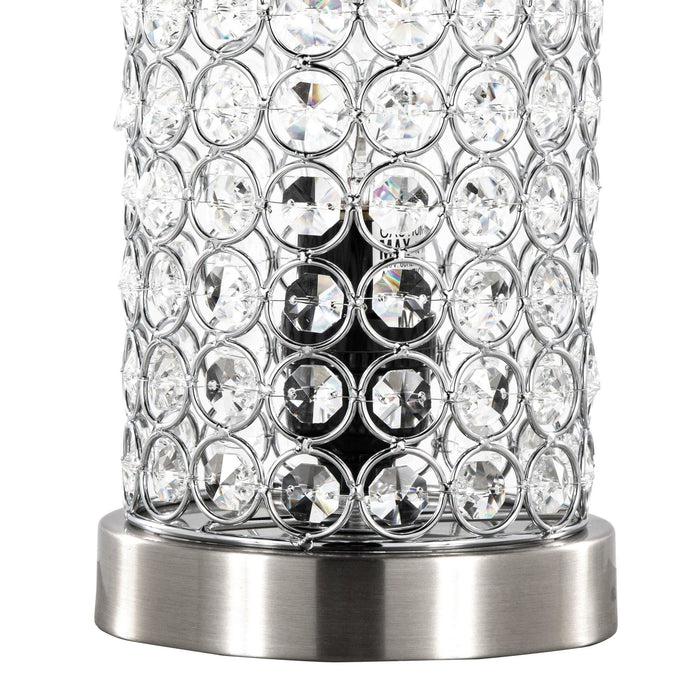 Chandelier - 11" Uplight (Set of 2) - Brushed Nickel With Clear Crystal And Chrome Metal Accents