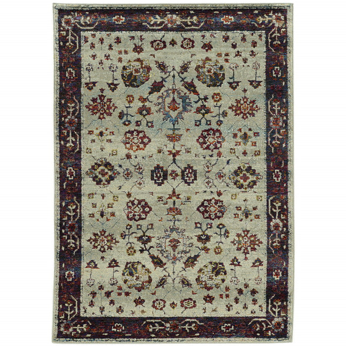 9' x 12' Oriental Power Loom Area Rug - Red And Ivory