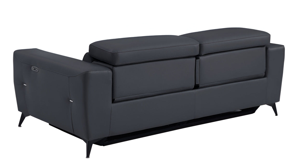 Italian Leather USB Reclining Sofa - Gray