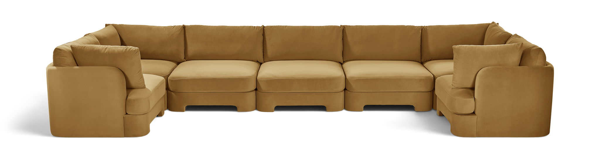 Meridian Furniture Hammond velvet performance fabric U-shaped sectional sofa with seven pieces, ideal for modern living rooms.