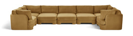 Meridian Furniture Hammond velvet performance fabric U-shaped sectional sofa with seven pieces, ideal for modern living rooms.