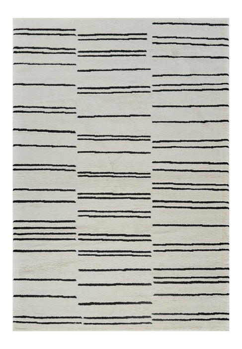 7.9' x 7.9' Abstract Distressed Area Rug - Cream And Black