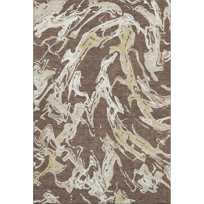 10' X 14' Abstract Washable Area Rug With UV Protection (681227) - Brown / Ivory / Gold