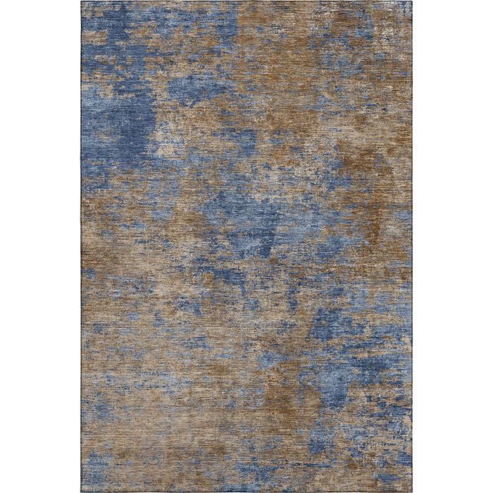 10' X 14' Abstract Washable Area Rug With UV Protection (684154) - Navy Blue / Brown