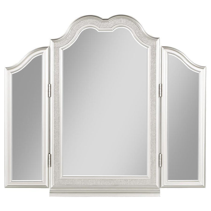 Evangeline - Vanity Mirror With Faux Diamond Trim - Silver