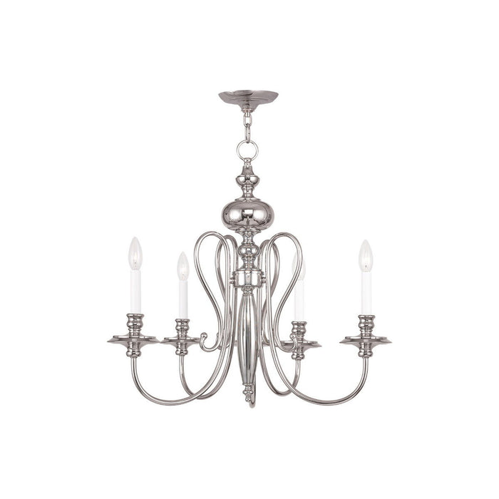 22-inch nickel and pearl silver metal chandelier with five shades and dimmable lighting, perfect for elegant home decor.