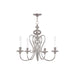 22-inch nickel and pearl silver metal chandelier with five shades and dimmable lighting, perfect for elegant home decor.