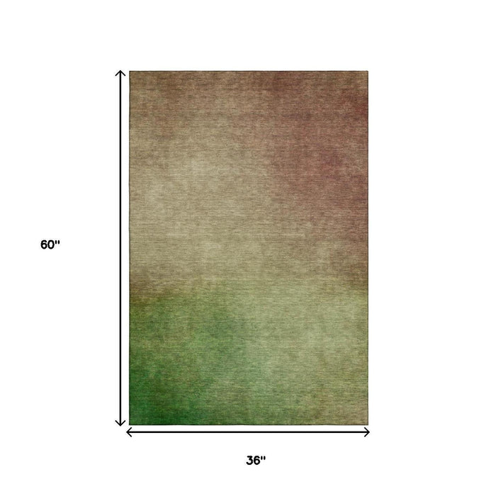 3' X 5' Ombre Washable Area Rug With UV Protection (650279) - Blush / Green
