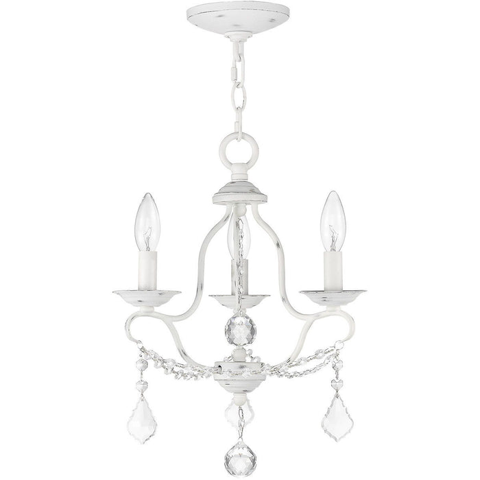 17" Three Light Dimmable Chandelier With Shades - Antiqued White