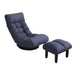 Giga adjustable Japanese reclining floor chair with metal frame, featuring a plush cushion and ottoman for comfortable living room seating.