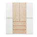 White and natural 75-inch six-door three-drawer combo dresser by HomeRoots, featuring ample storage and modern wardrobe design.
