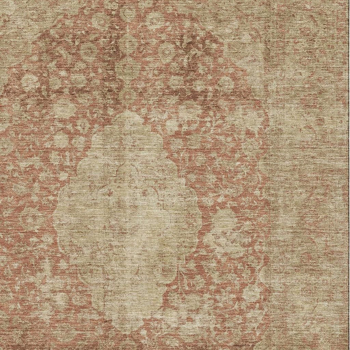 10' X 14' Medallion Washable Area Rug With UV Protection (696314) - Rust / Beige