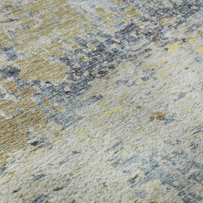 10' X 14' Abstract Washable Area Rug With UV Protection (685415) - Blue / Gold / Beige