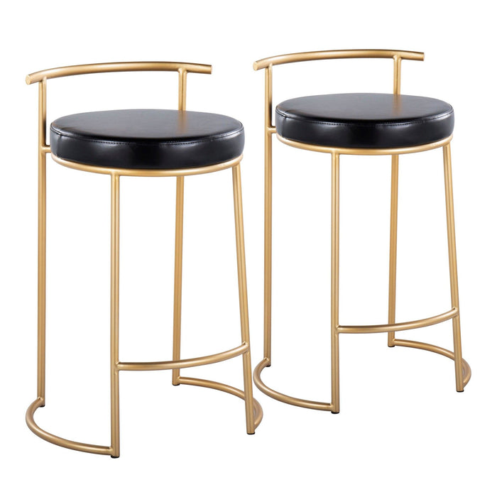 Round Fuji - 26" Fixed-Height Counter Stool (Set of 2) - Gold Base