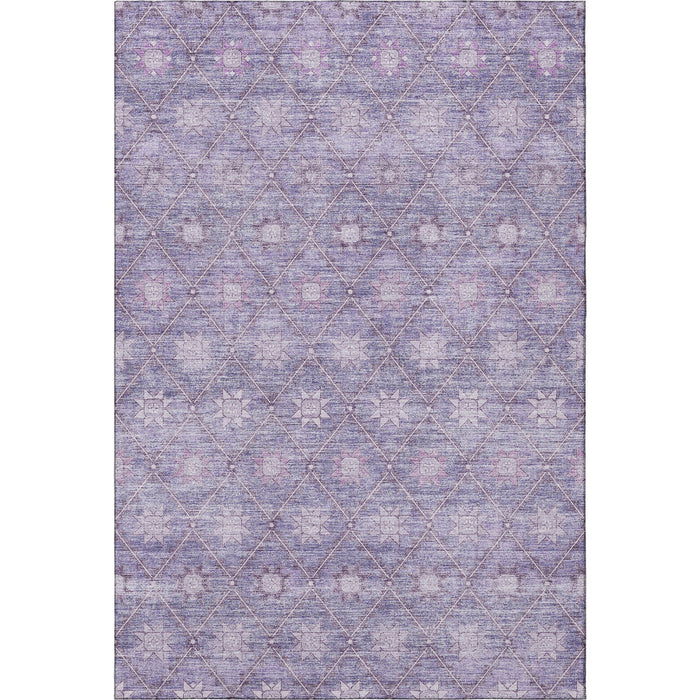10' X 14' Geometric Washable Area Rug With UV Protection (706037) - Purple / Ivory
