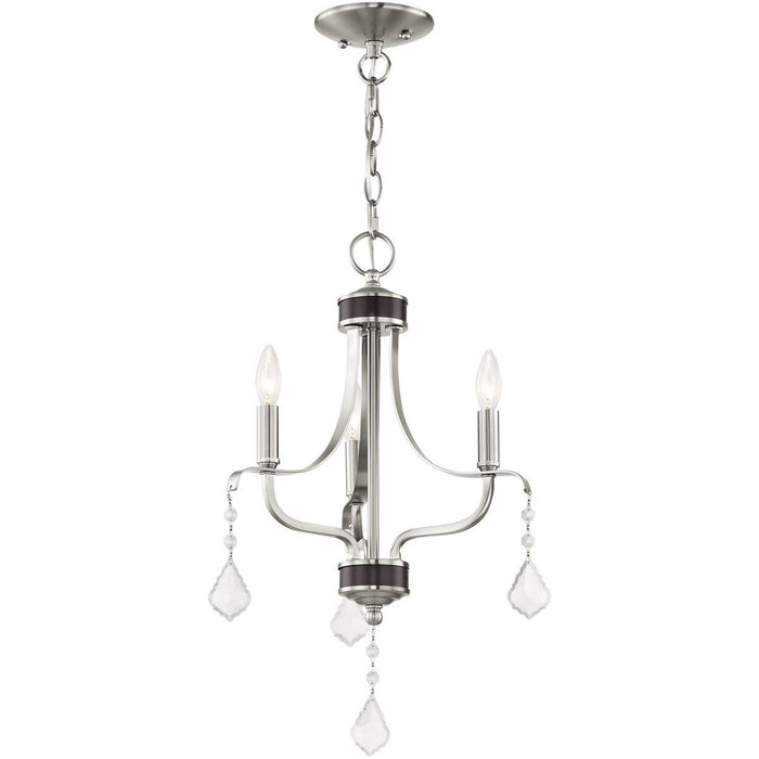 20" Three Light Dimmable Chandelier With Shades - Nickel