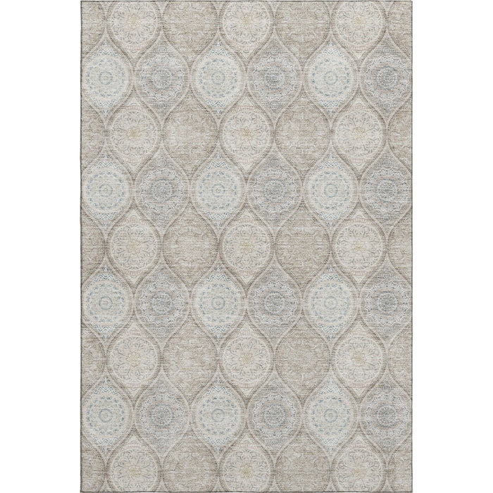 10' X 14' Ogee Washable Area Rug With UV Protection (677130) - Taupe / Beige / Ivory