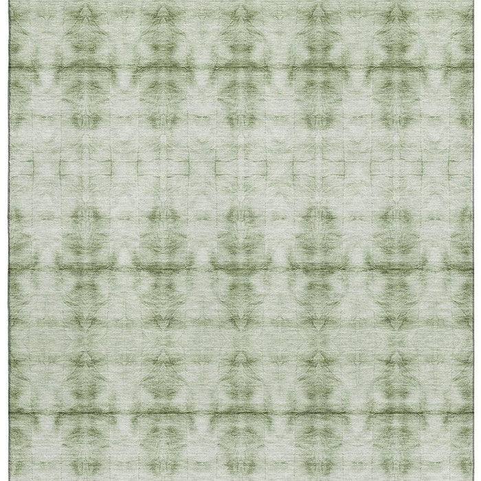 8' X 10' Geometric Washable Area Rug With UV Protection - Sage And Ivory