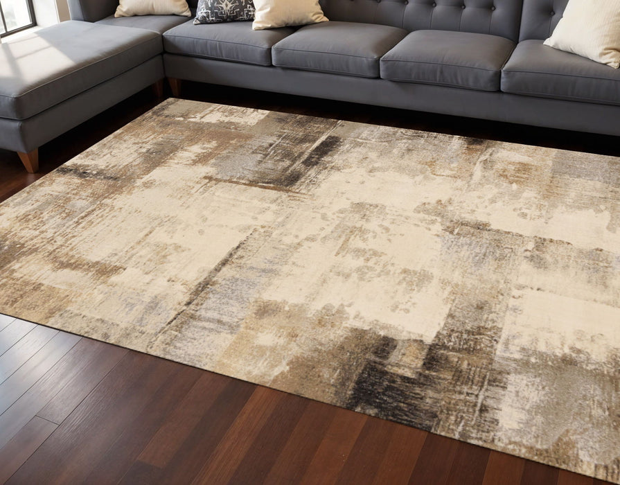 8' X 11' Abstract Area Rug (660102) - Beige / Brown