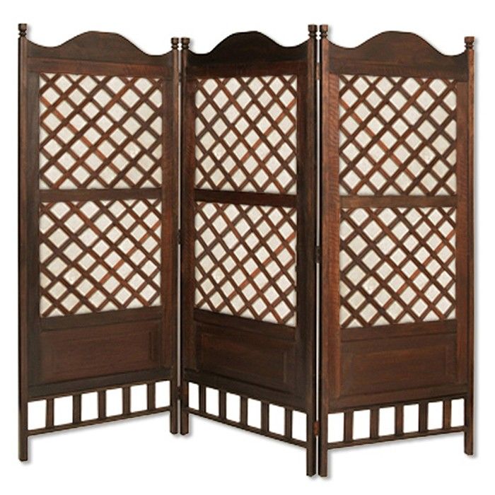 Folding Three Panel Screen Room Divider (415094) - Brown