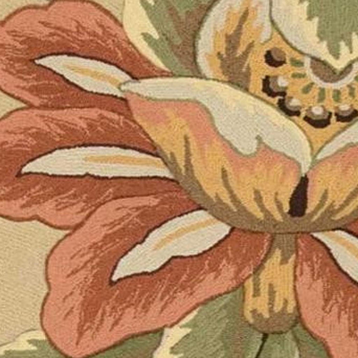8' X 11' Floral Area Rug - Beige And Red