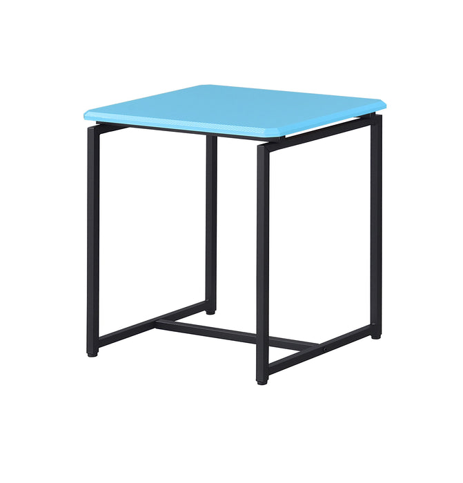 Giga GT 3-piece carbon fiber wrap coffee and end table set, modern black tables with sleek carbon fiber finish, set of three.