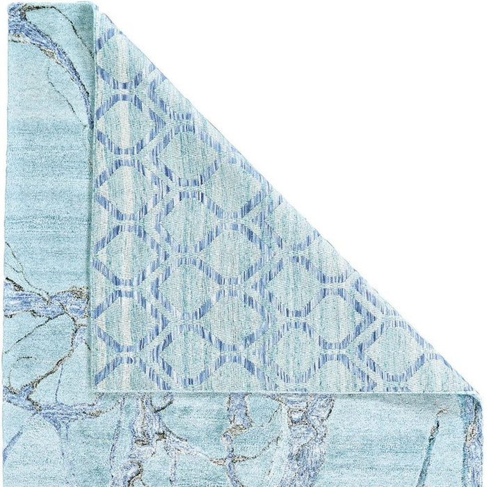 5' x 8' Abstract Hand Tufted Viscose Area Rug - Blue And Ivory
