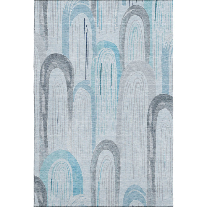 10' X 14' Geometric Washable Area Rug With UV Protection (694628) - Sky Blue / Gray / Silver