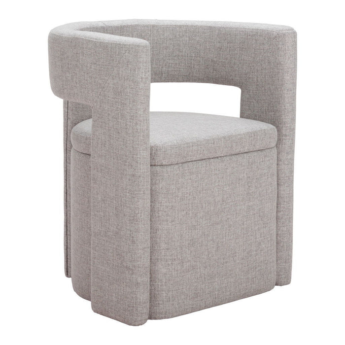 Modern Upholstered Fabric Open Back Dining Arm Chair - Gray