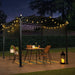 Giga outdoor patio pergola gazebo with steel frame and retractable canopy, providing shade and sun shelter in a garden setting.